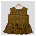 Mustard Ajrakh Hand Block Printed Cotton Short Kurti