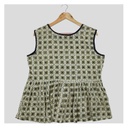 Cream  Ajrakh Hand Block Printed Cotton Short Kurti