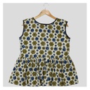 Cream Ajrakh Hand Block Printed Cotton Short Kurti