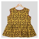 Yellow Ajrakh Hand Block Printed Cotton Short Kurti