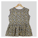 Cream Ajrakh Hand Block Printed Cotton Short Kurti
