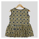 Cream Ajrakh Hand Block Printed Cotton Short Kurti