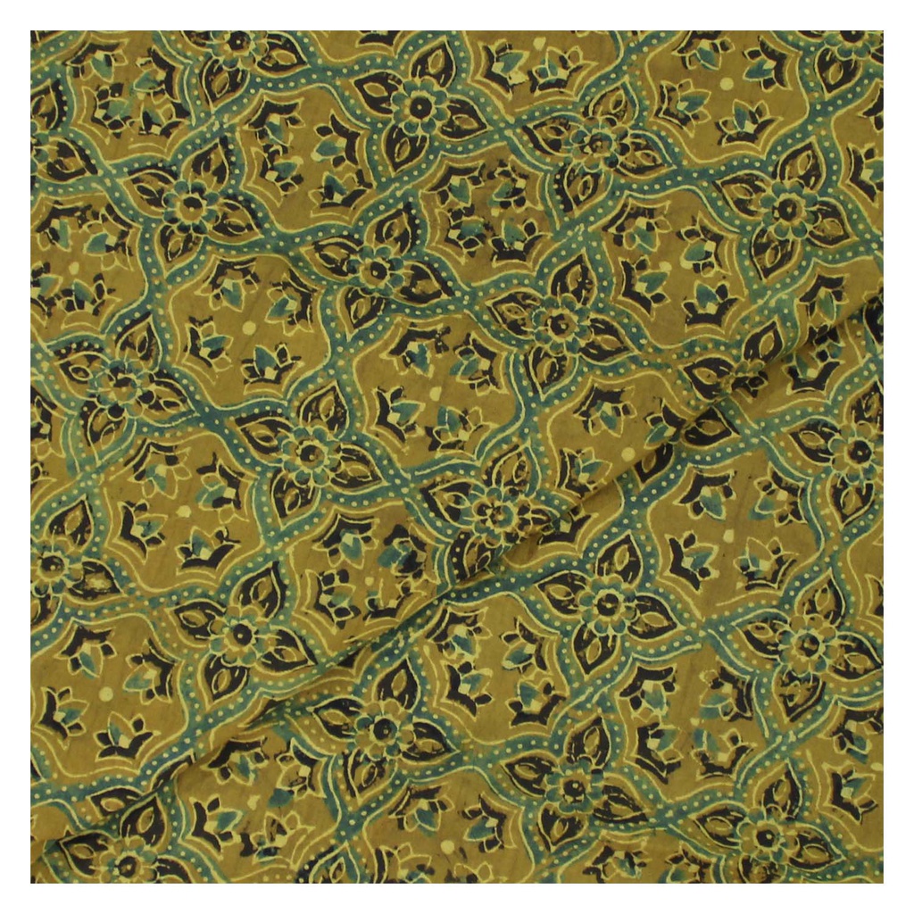Mustard Cotton Hand Block Print Cloth Material/Fabric
