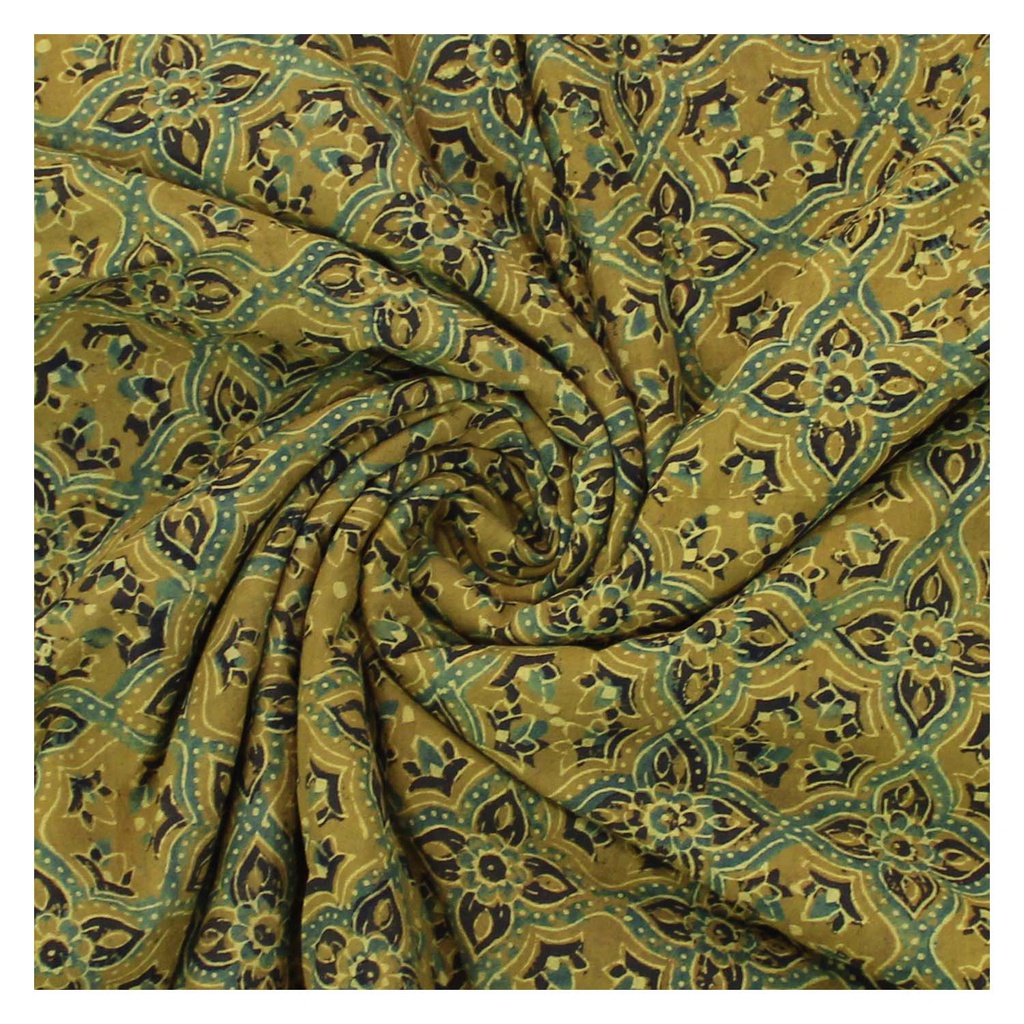 Mustard Cotton Hand Block Print Cloth Material/Fabric