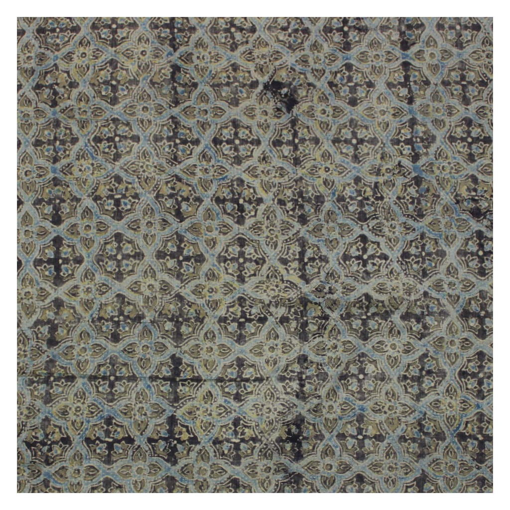 Dark Grey and Beige Cotton Hand Block Print Cloth Material/Fabric