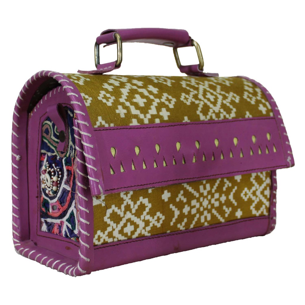 Handcrafted Kutchi Leather Sling Box Bag