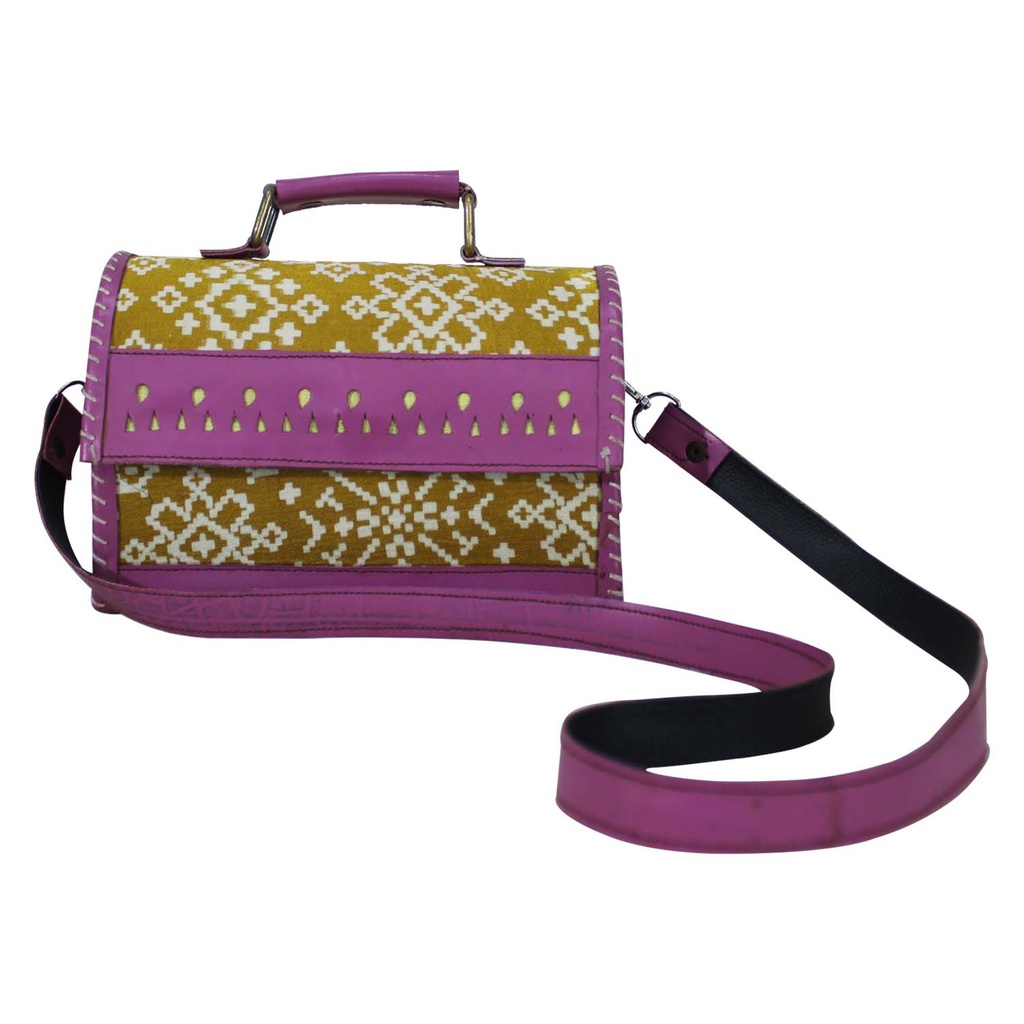 Handcrafted Kutchi Leather Sling Box Bag