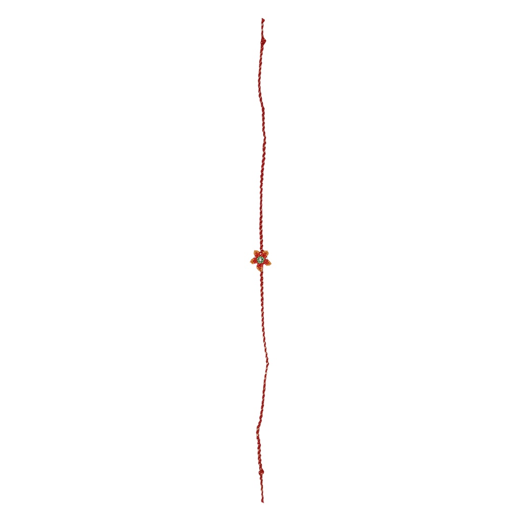 Hand Beaded Flower Design Rakhi - Multicolor