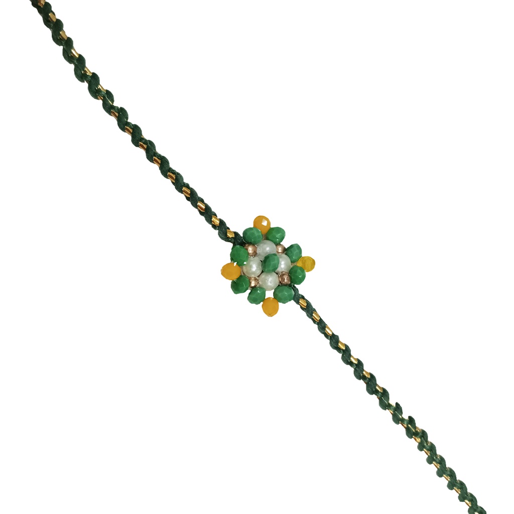 Hand Beaded Rakhi - Green