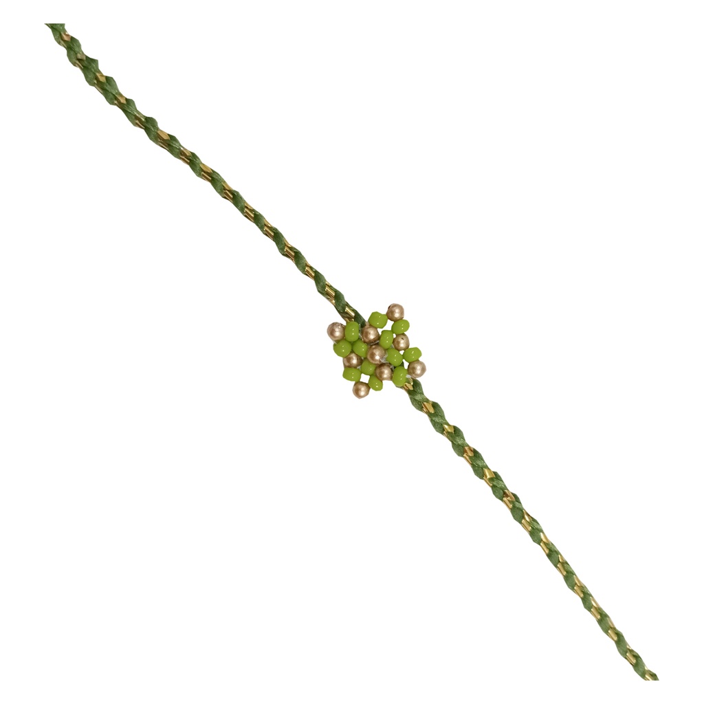 Hand Beaded Rakhi - Light Green
