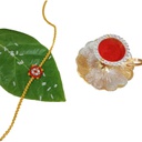 Hand Beaded Rakhi - Yellow and Orange