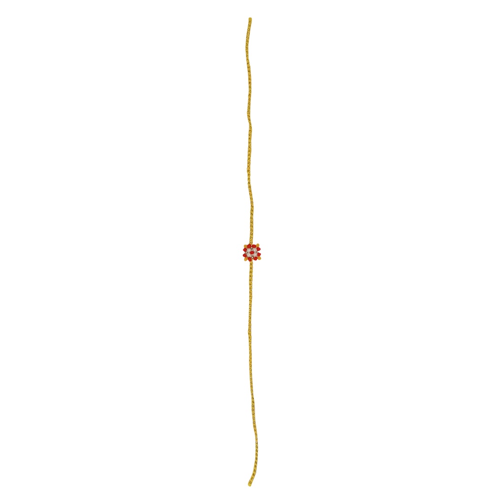 Hand Beaded Rakhi - Yellow and Orange