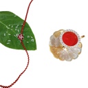 Hand Beaded Flower Design Rakhi - Red and Green