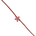 Hand Beaded Flower Design Rakhi - Maroon and Orange