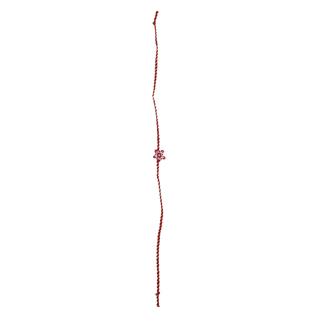 Hand Beaded Flower Design Rakhi - Maroon and Orange
