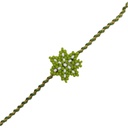 Hand Beaded Flower Design Rakhi - Light Green and White