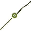 Hand Beaded Round Design Rakhi - White and Light Green