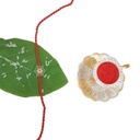 Hand Beaded Flower Design Rakhi - Light Green and Orange