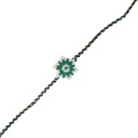 Hand Beaded Flower Design Rakhi - White and Green