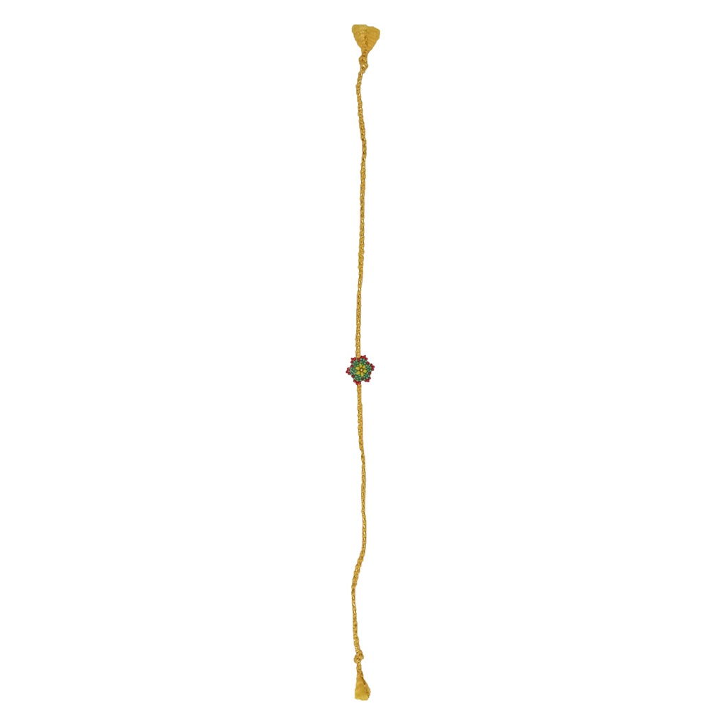 Hand Beaded Multicolor Flower Design Rakhi