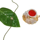 Hand Beaded Light Green and White Rakhi