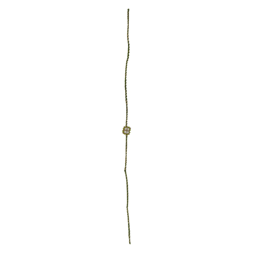 Hand Beaded Light Green and White Rakhi