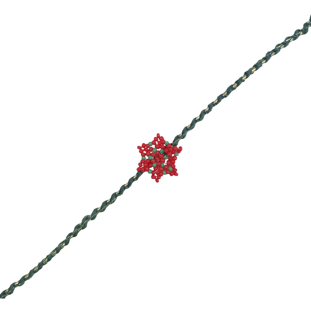 Hand Beaded Red Flower Design Rakhi