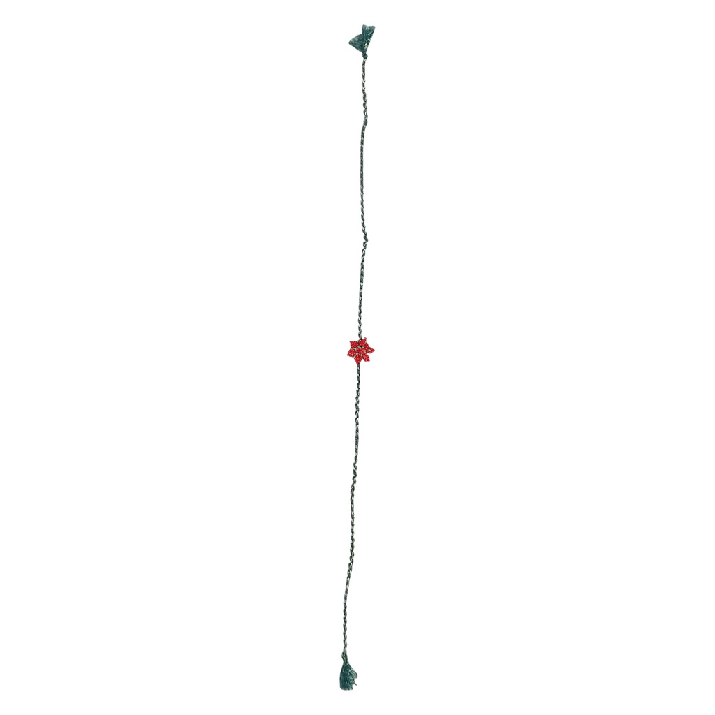 Hand Beaded Red Flower Design Rakhi
