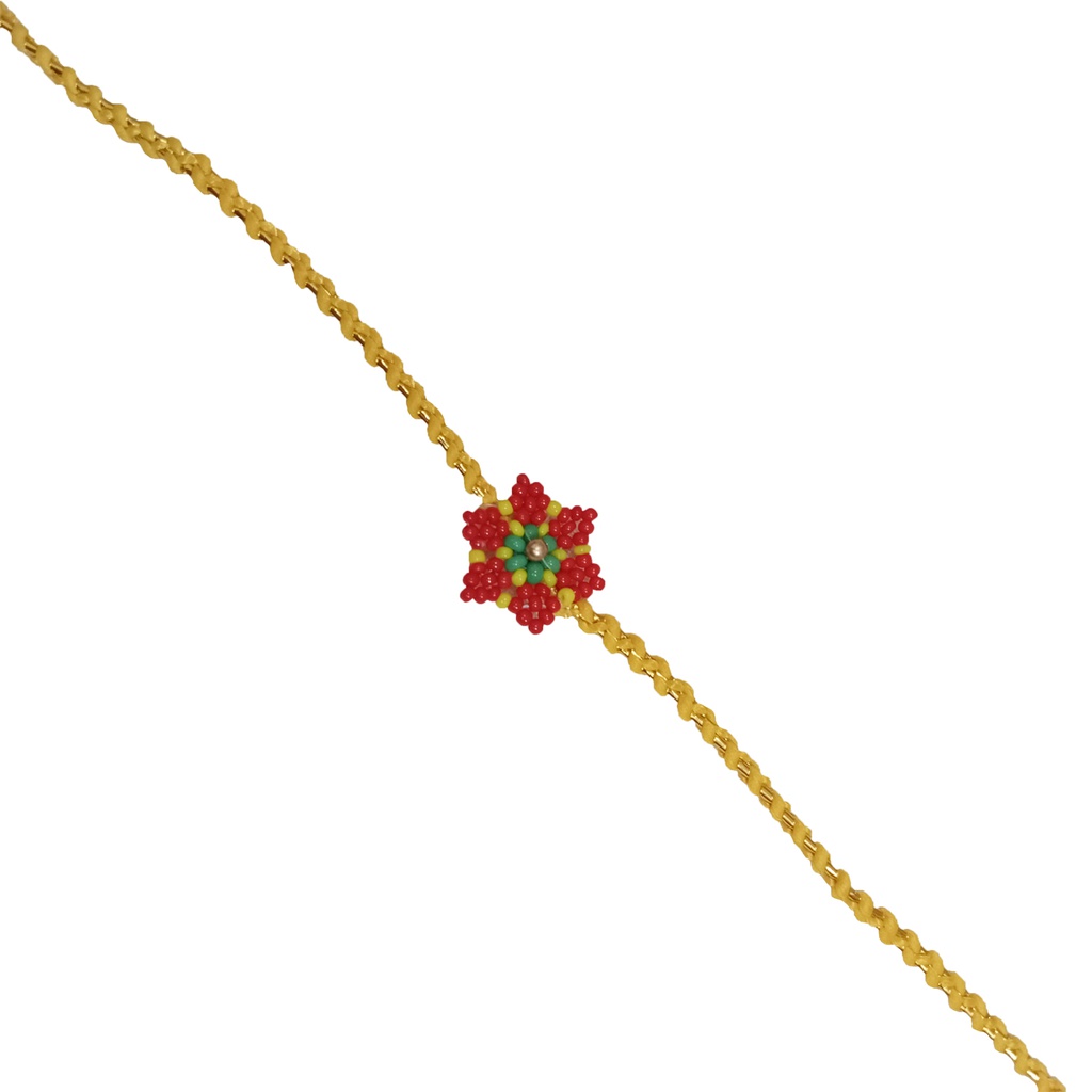 Hand Beaded Flower Design Multicolor Rakhi