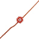 Hand Beaded Round Rakhi - Orange