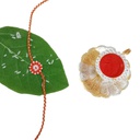 Hand Beaded Round Rakhi - Orange
