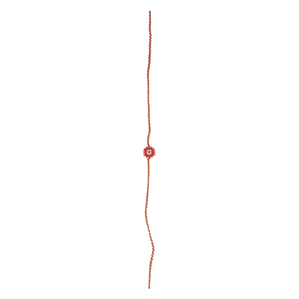 Hand Beaded Round Rakhi - Orange