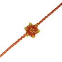 Hand Beaded Flower Design Rakhi - Yellow and Orange