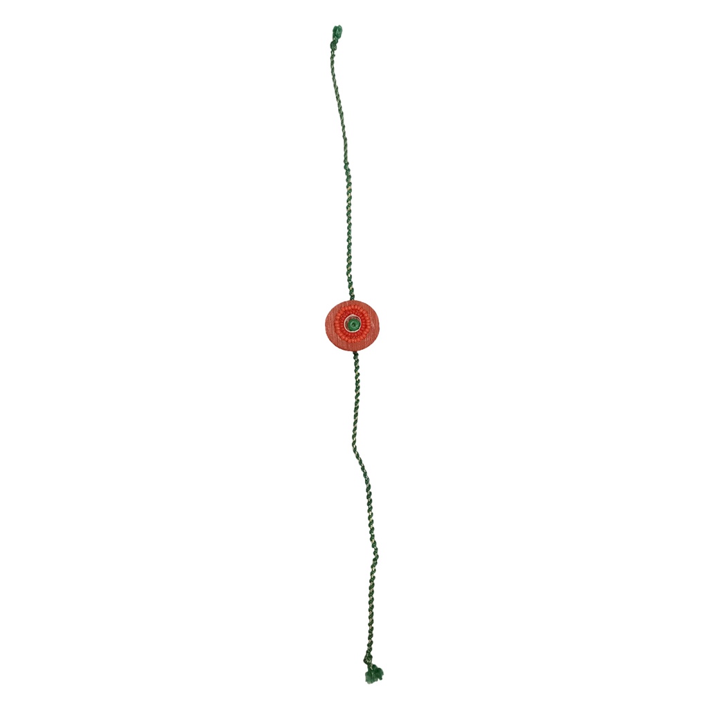 Handmade Orange and Red Beaded Bamboo Rakhi