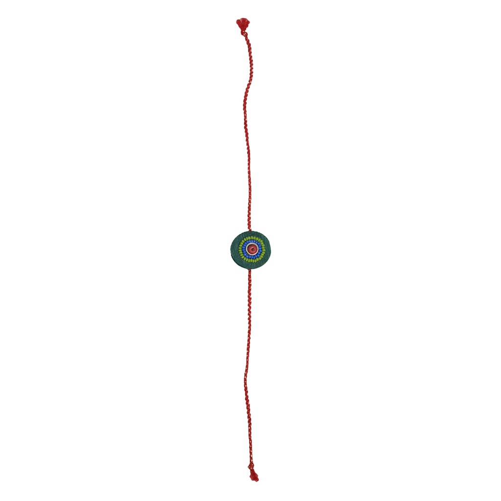 Handmade Light Green and Blue Beaded Bamboo Rakhi