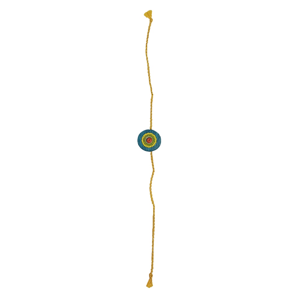 Handmade Light Green and Yellow Beaded Bamboo Rakhi