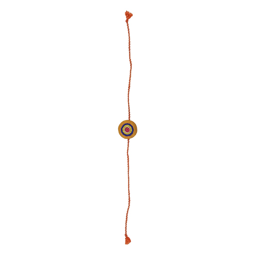 Handmade Blue and Yellow Beaded Bamboo Rakhi
