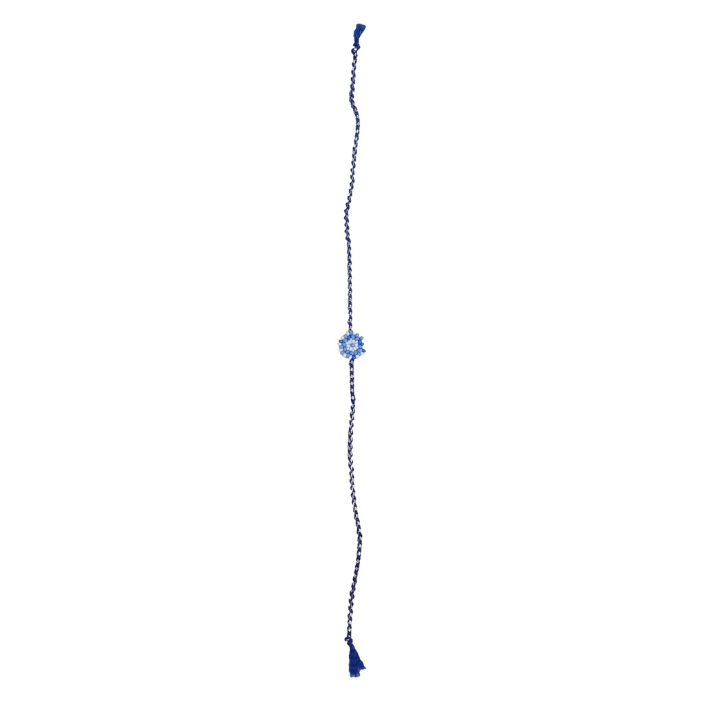 Handmade Sky Blue and White Beaded Rakhi