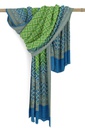 Parrot Green and Sky Blue Georgette Handwoven Neemzari Bandhani Dupatta