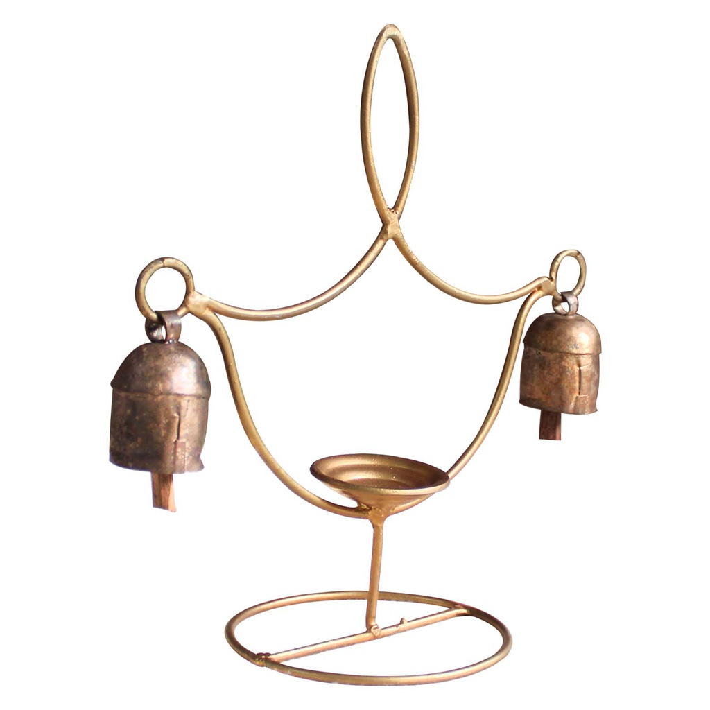 Handmade Decorative Diya Stand Copper Bell