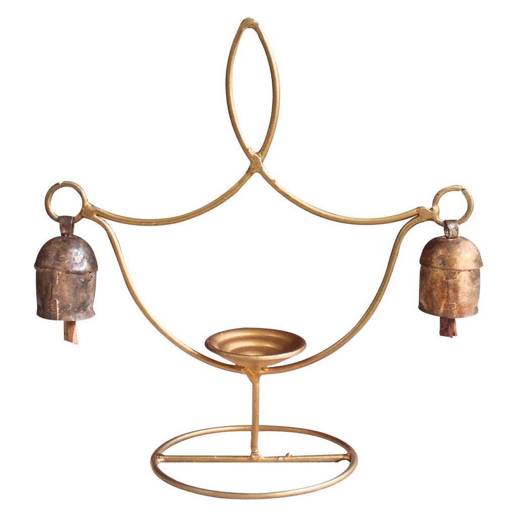 Handmade Decorative Diya Stand Copper Bell