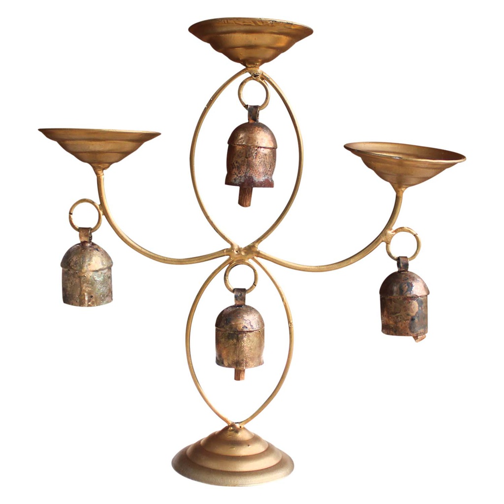 Handmade Decorative Diya Stand Copper Bell