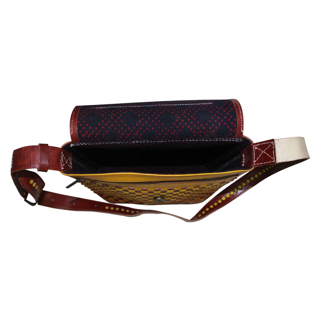 Handcrafted Kutchi Leather Balti Sling Bag
