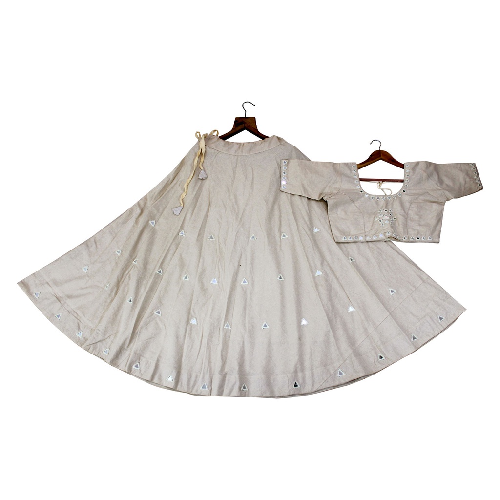 Handmade Off-White Cotton Chaniya Choli