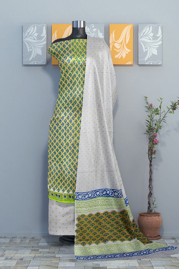 Hand Block Print Cotton Dress Material / Salwar Suit