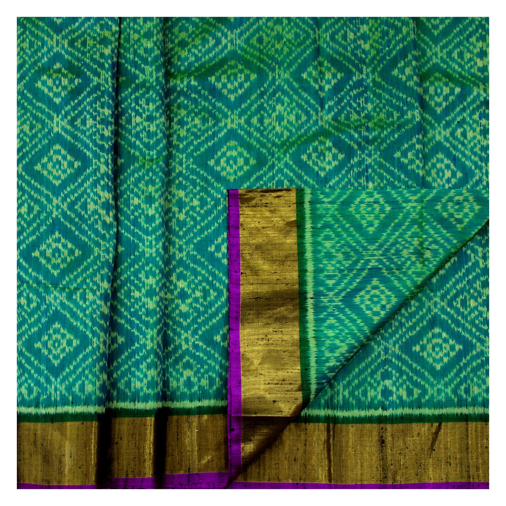 Handwoven Sea Green Single Ikat Material/Fabric