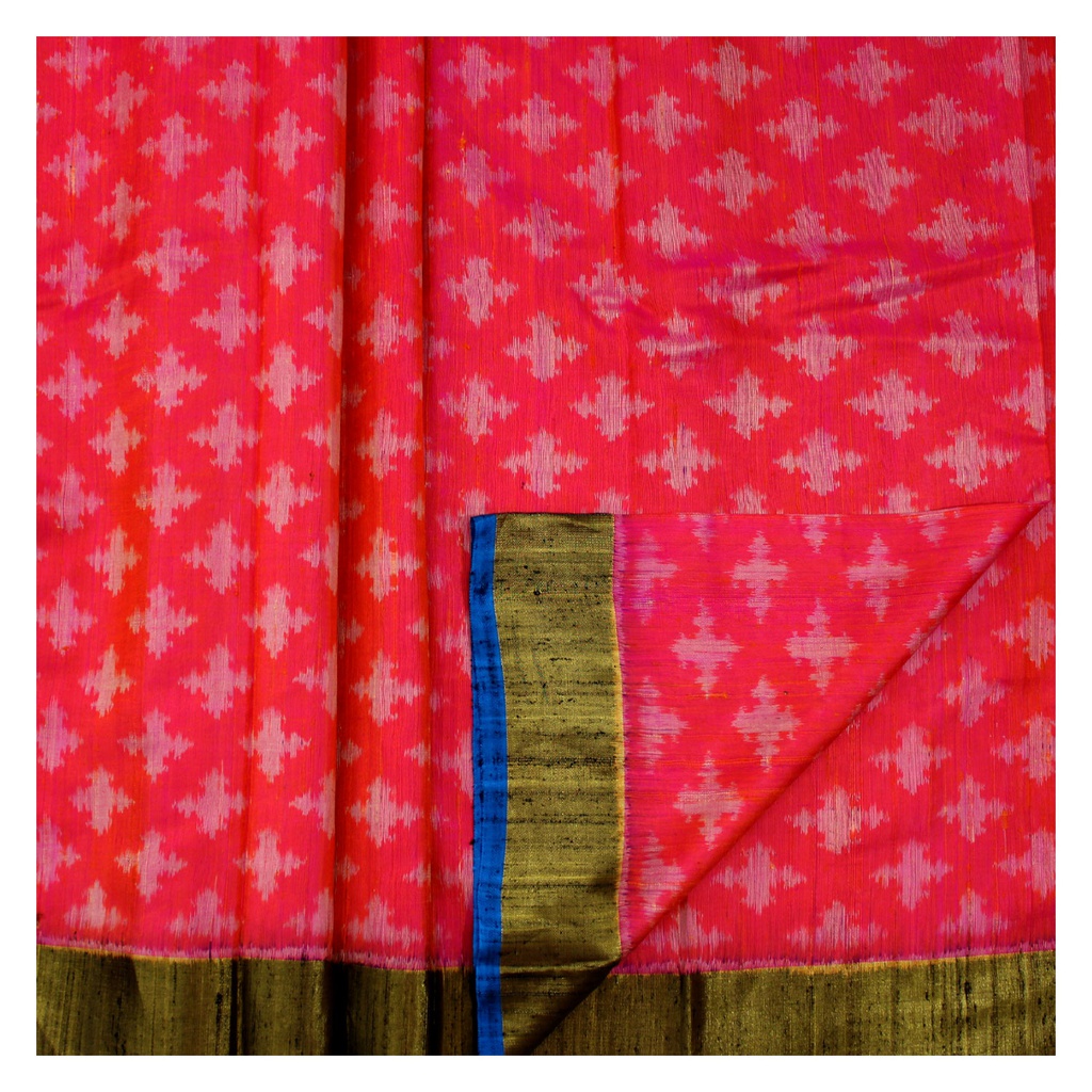 Handwoven Peach Single Ikat Material/Fabric
