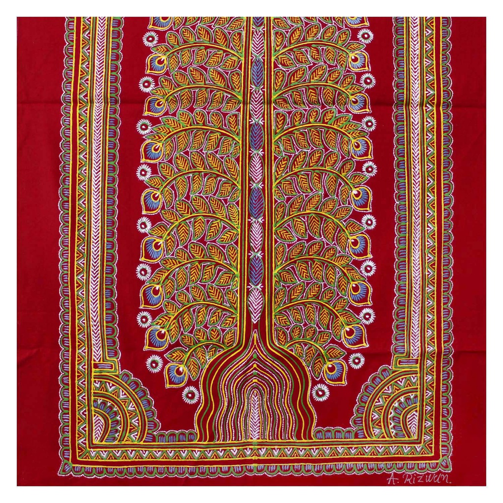 Handmade Rogan Painting - Red