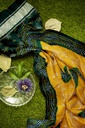 Parrot Green and Sky Blue Georgette Handwoven Neemzari Bandhani Dupatta