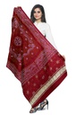Maroon Handwoven Gaji Silk Bandhani Dupatta